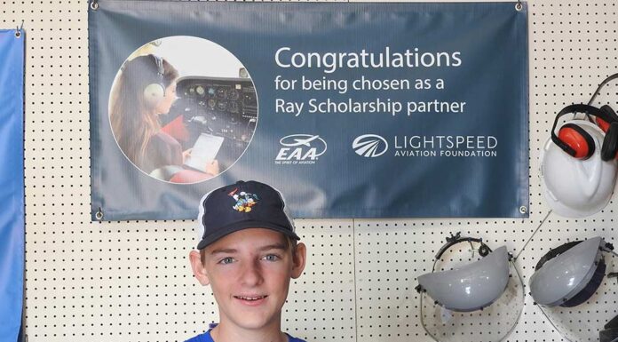 Nick Hopkins received a $ 5000 Ray Aviation Scholarship for 2022. He is presently taking dual instruction to become a licensed motor glider pilot.