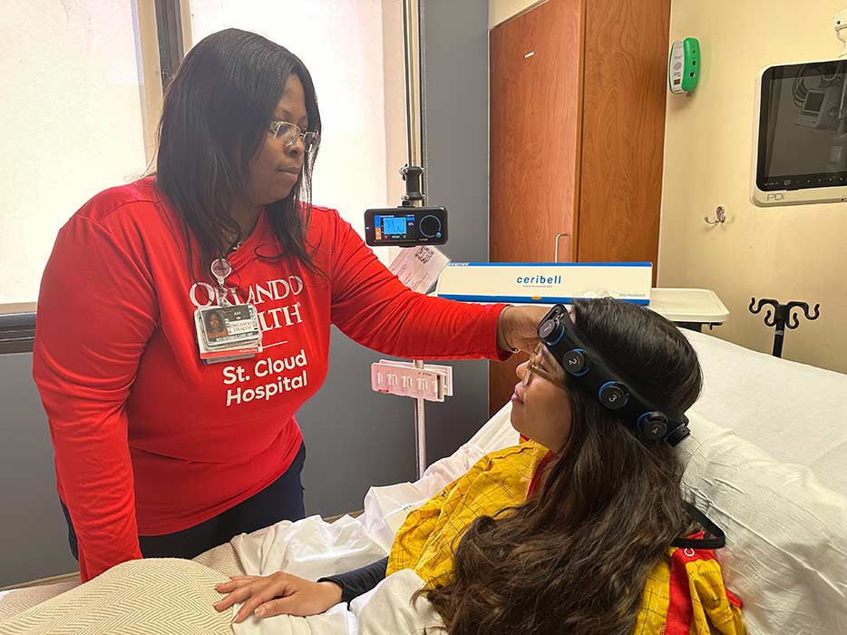 Orlando Health St. Cloud Hospital using a portable AI-powered EEG device to detect non-convulsive seizures