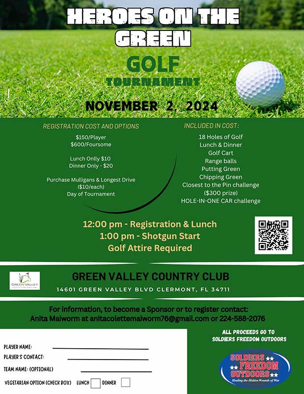 Heroes On The Green Golf Tournament For Soldiers Freedom Outdoors (Nov 2) | South Lake Tablet