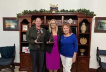 Pictured: Shannon Herrera, Dr. Laura Byrd and Beta Theta Member Michelle Delaney