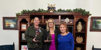 Pictured: Shannon Herrera, Dr. Laura Byrd and Beta Theta Member Michelle Delaney