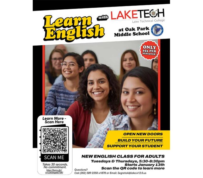 Lake Tech ESOL at Oak Park Flyer_English