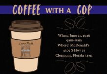 Connect Over Coffee with Clermont Police at Coffee with a Cop (June 24)