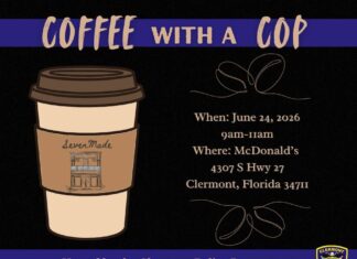 Connect Over Coffee with Clermont Police at Coffee with a Cop (June 24)