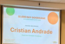 Cristian Andrade Received The $1,000 Ray Goodgame Outstanding Student Leader Award