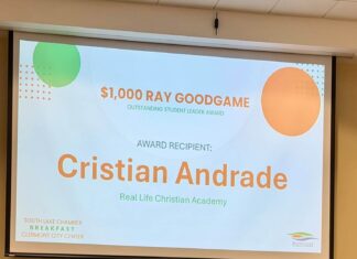 Cristian Andrade Received The $1,000 Ray Goodgame Outstanding Student Leader Award